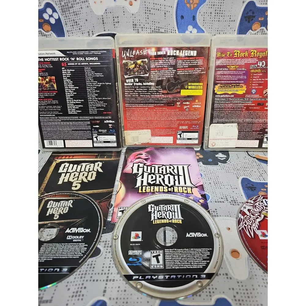 Guitar Hero 5 / 3 / Aerosmith (Sony PlayStation 3 PS3) 3-Pack CLEANED/TESTED VG